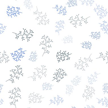 Açık mavi, vektör sorunsuz doodle desen dalları ile yeşil. Glitter soyut illüstrasyon yaprakları ve dalları ile. Desen için modaya uygun Kumaş, duvar kağıtları.
