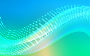 Açık mavi, vektör desen küreler, üçgenler ile yeşil. Renkli resimde daire ve çizgili fütüristik tarzı. Reklamlar, el ilanları için desen.