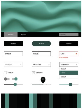 Koyu yeşil vektör UI kiti balonu şekiller ile. Renkli resimde gradyan ile soyut memphis tarzı. Web siteleri, açılış sayfaları için güzel düzeni.