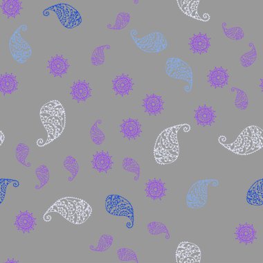 Açık mavi, kırmızı vektör yaprak ve çiçek ile sorunsuz soyut tasarım. Yaprak ve çiçek beyaz arka plan üzerinde gradyan ile. İş tasarımınız için yeni stil.