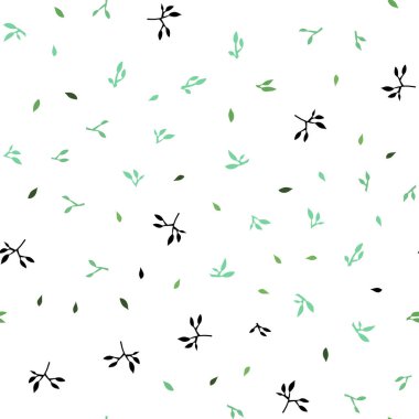 Işık yeşil vektör yaprak ile sorunsuz zarif şablonu. Yaprakları doodle tarzı ile renkli soyut resimde. Duvar kağıdı, kumaş üreticileri için modaya uygun bir tasarım.