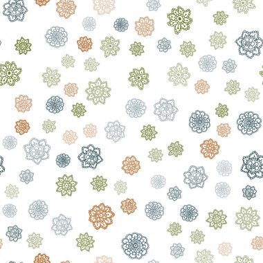 Koyu yeşil, kırmızı Noel kar taneleri ile Dikişsiz desen vektör. Kristalleri ile glitter soyut Illustration buz. Duvar kağıdı, kumaş üreticileri için modaya uygun bir tasarım.