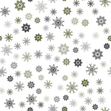 Koyu yeşil, sarı renkli kar taneleri ile sorunsuz doku vektör. Kristalleri ile glitter soyut Illustration buz. Kartvizit, Web siteleri için şablon.