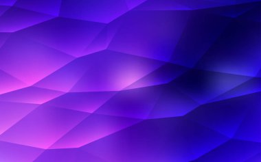 Koyu pembe, mavi kristalleri, üçgenler şablonuyla vektör. Renkli gradyan ile arka plan üçgenler. İşletme reklam, kitapçıklar, broşürler için desen