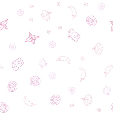 Pembe ışık, vektör sorunsuz şablon organik yemek ile sarı. Glitter gurme gıda ile soyut kroki. Mutfakta yemek yemek için şablon.