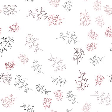 Dalları ile koyu kırmızı vektör sorunsuz doodle şablonu. Renkli resimde doodle tarzı yapraklar, dallar ile. Doku pencere panjur, perdeler için.