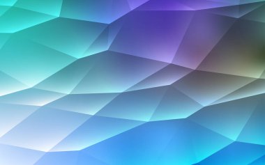 Açık mavi, yeşil vektör kapak poligonal tarzı. Üçgenler ile soyut tarzda dekoratif tasarım. İşletme reklam, kitapçıklar, broşürler için desen