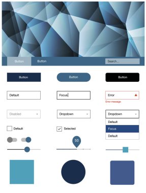 Açık mavi çizgilerle malzeme tasarım kiti vektör. Basit malzeme tasarım kiti ile üçgen renkli mozaik. Sen-ebilmek kullanma için açılış sayfaları bu şablonu.