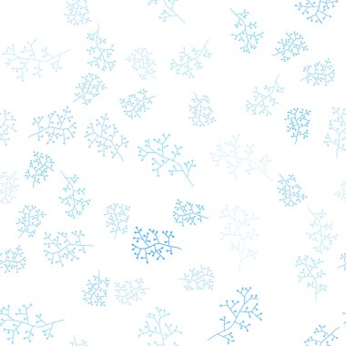 Hafif mavi vektör sorunsuz doodle şablonu dalları ile. Beyaz arka plan üzerinde doğal tarzı şubeleri var. Kartvizit, Web siteleri için şablon.