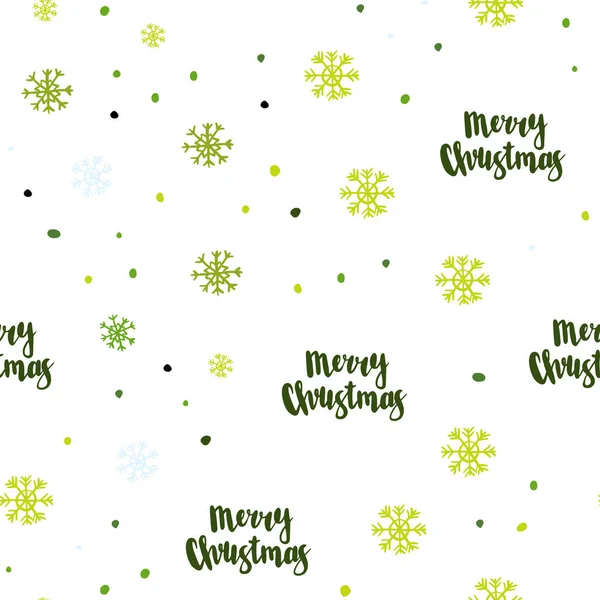Светло Зеленое Желтое Безмордное Покрытие Красивыми Снежинками Яркая Красочная Иллюстрация — стоковый вектор