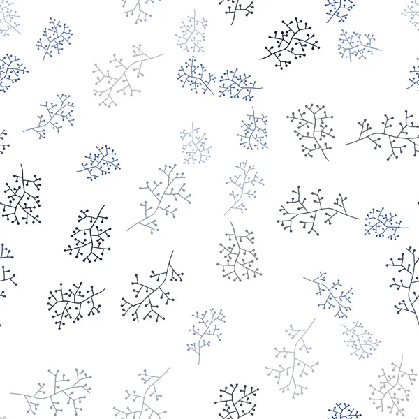 深蓝色矢量无缝涂鸦纹理与分支 折纸风格的叶子和树枝的涂鸦插图 网站模板 — 图库矢量图片