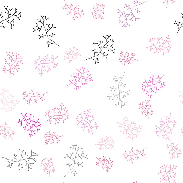Modèle Gribouillis Sans Couture Rose Clair Vecteur Jaune Avec Branches — Image vectorielle