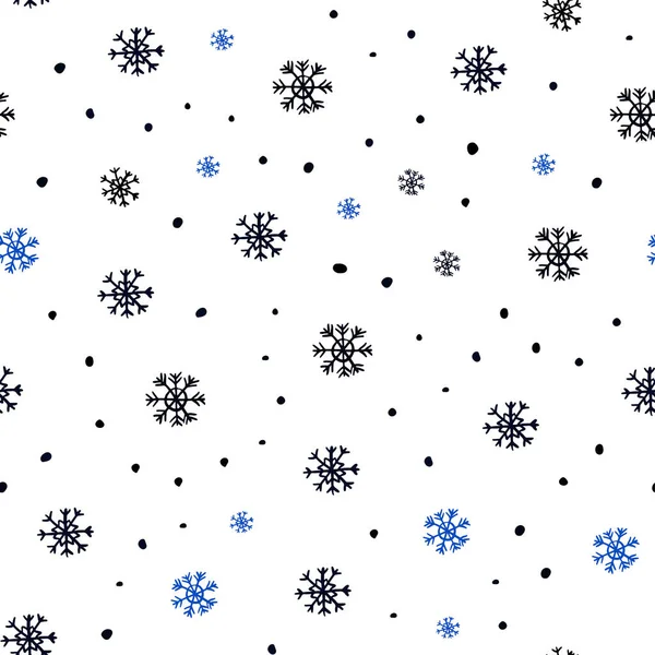 Patrón Inconsútil Vector Azul Oscuro Con Copos Nieve Navidad Ilustración — Archivo Imágenes Vectoriales