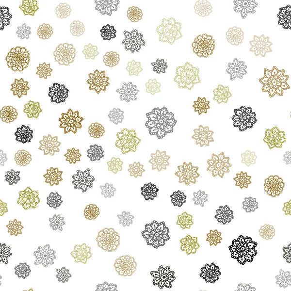 Dark Green Yellow Vector Seamless Background Xmas Snowflakes Blurred Decorative — Stock Vector