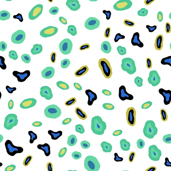 浅蓝色 黄色矢量无缝纹理与磁盘 抽象例证与彩色泡泡在自然样式 百叶窗 窗帘的设计图案 — 图库矢量图片