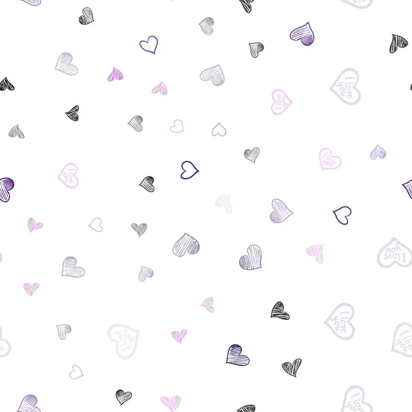 Light Pink Vector Seamless Cover Shining Hearts Illustration Hearts Love — Stock Vector