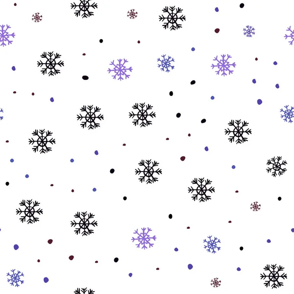 Dark Blue Red Vector Seamless Pattern Christmas Snowflakes Shining Colorful — Stock Vector