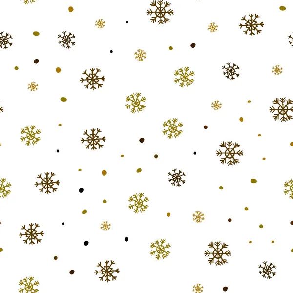 Fond Sans Couture Vert Foncé Vecteur Jaune Avec Flocons Neige — Image vectorielle