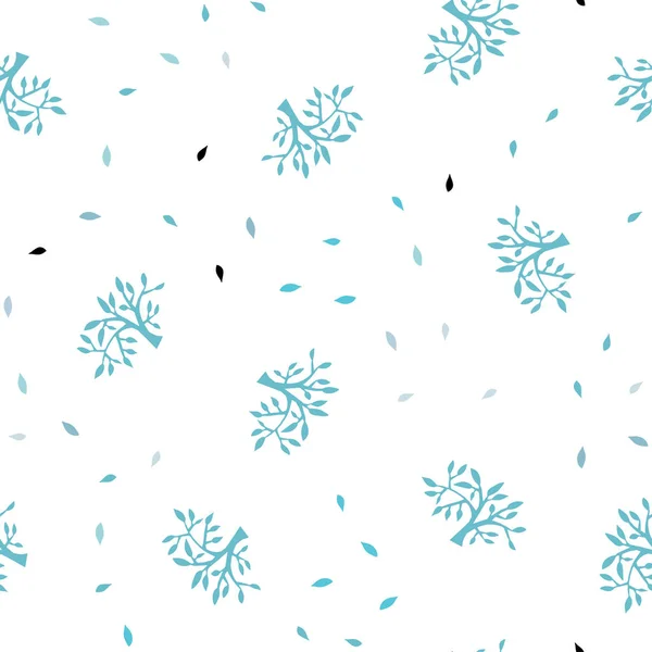 Ljus Blå Vektor Sömlös Doodle Layout Med Löv Grenar Blad — Stock vektor