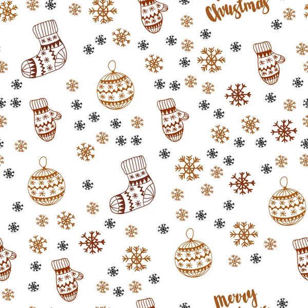 Dark Orange Vector Textura Perfecta Con Copos Nieve Colores Bolas — Vector de stock