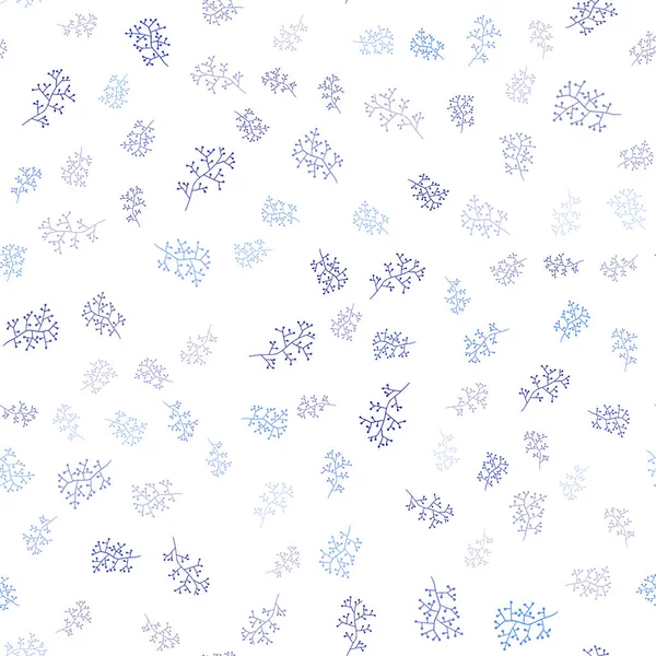 Modèle Doodle Sans Couture Vecteur Bleu Clair Avec Feuilles Branches — Image vectorielle