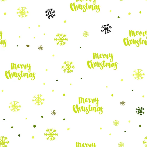 ライト グリーン 黄色ベクトル雪片氷でシームレスなテンプレート クリスマス スタイルで雪に輝くカラフルなイラスト ファブリックのメーカーのトレンディなデザイン — ストックベクタ