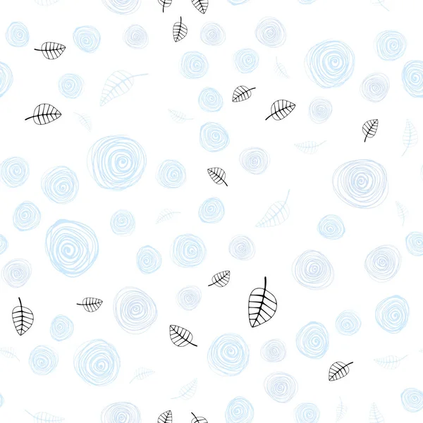 Fond Sans Couture Vecteur Bleu Clair Doodle Avec Des Feuilles — Image vectorielle