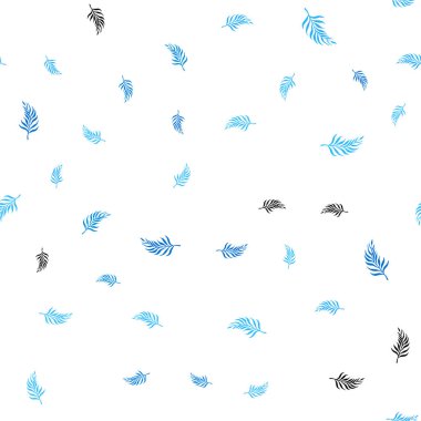 Hafif mavi vektör sorunsuz doodle arka plan yaprakları ile. bulanık arka plan gradyan ile yapraklarda. Tekstil, kumaş, duvar kağıtları için tasarım.