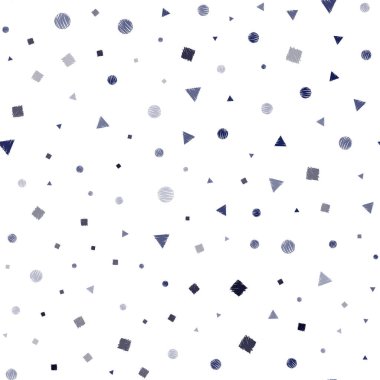 Koyu mavi kristalleri, daireler, kareler ile sorunsuz şablon vektör. Soyut illüstrasyon renkli noktalar, çizgiler, küpleri ile. Kartvizit, Web siteleri için şablon.