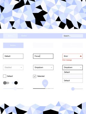 Hafif mavi vektör UI ux kiti üçgen tarzı. Renkli UI/ux kiti üstbilgi ile üçgen oluşuyordu. Bu web siteleri için kullanabileceğiniz şablon.