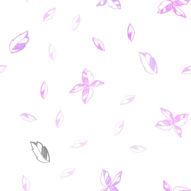 Hafif pembe, mavi vektör sorunsuz doodle doku yaprakları ile. Yaprakları doodle tarzı ile renkli soyut resimde. Desen tasarım kumaş, duvar kağıtları.