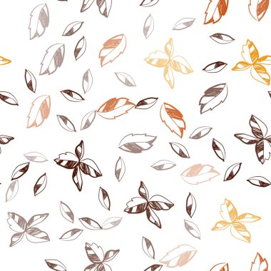 Yaprakları ile ışık turuncu vektör sorunsuz doodle düzeni. Dekoratif illüstrasyon soyut şablonundaki karalamalar ile. Tekstil, kumaş, duvar kağıtları için tasarım.
