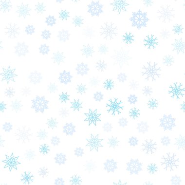 Hafif mavi vektör Noel kar taneleri ile seamless modeli. Parlayan illüstrasyon kar Noel tarzı ile renkli. Tekstil, kumaş, duvar kağıtları için tasarım.