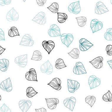 Hafif mavi vektör sorunsuz doodle arka plan yaprakları ile. Renkli resimde doodle tarzı yaprakları ile. Duvar kağıdı, kumaş üreticileri için modaya uygun bir tasarım.