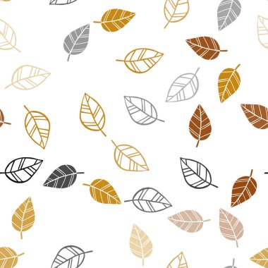 Işık turuncu vektör sorunsuz doodle arka plan yaprakları ile. Renkli resimde doodle tarzı yaprakları ile. Tekstil, kumaş, duvar kağıtları için tasarım.