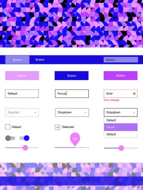 Hafif pembe, mavi vektör tasarım UI kiti noktalı. Dekoratif UI takımı tasarım renkli noktalar ile soyut tarzda. Web siteleri, açılış sayfaları için güzel düzeni.
