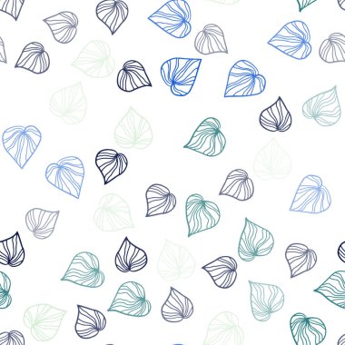 Açık mavi, vektör sorunsuz doğal zemin yaprakları ile yeşil. bulanık arka plan gradyan ile yapraklarda. Duvar kağıdı, kumaş üreticileri için modaya uygun bir tasarım.