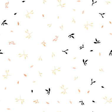 Işık turuncu vektör yaprak ile sorunsuz soyut tasarım. Doodle tarzı yaprakları ile yeni renkli resimde. Desen tasarım pencere panjur, perdeler.