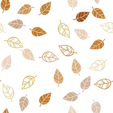 Işık turuncu vektör sorunsuz doodle arka plan yaprakları ile. gradyan ile zarif doğal desen yapraklarda. Tekstil, kumaş, duvar kağıtları için tasarım.