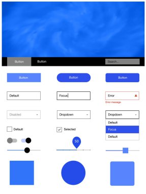 Evren yıldız ışık mavi vektör tasarım UI kiti. Arka plan üzerinde renkli stil rehberi yıldız ile. Sen-ebilmek kullanma için açılış sayfaları bu şablonu.