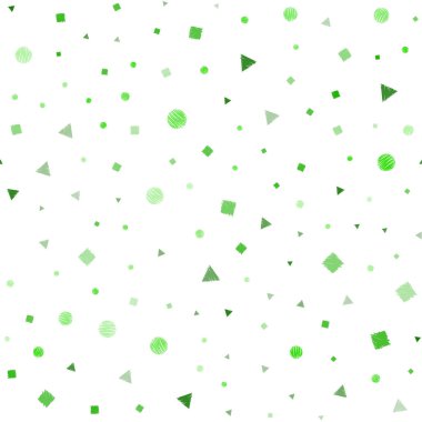 Işık yeşil vektör daireler, çizgiler, dikdörtgenler ile sorunsuz düzeni. Glitter soyut illüstrasyon küre, kareler, satırları ile. Duvar kağıdı, kumaş üreticileri için modaya uygun bir tasarım.