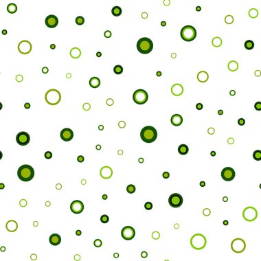 Açık yeşil, sarı vektör disklerle sorunsuz doku. Soyut illüstrasyon renkli baloncuklar doğa tarzı ile. Desen için modaya uygun Kumaş, duvar kağıtları.