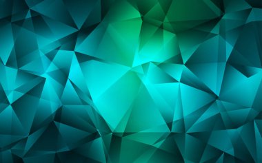 Açık mavi, kristaller, üçgenler şablonuyla vektör yeşil. Üçgenler ile soyut tarzda dekoratif tasarım. Desen Web siteleri için kullanılabilir.