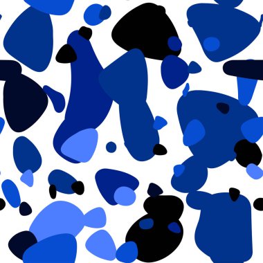 Koyu mavi noktalar ile sorunsuz kapak vektör. Soyut illüstrasyon renkli baloncuklar doğa tarzı ile. Desen için modaya uygun Kumaş, duvar kağıtları.