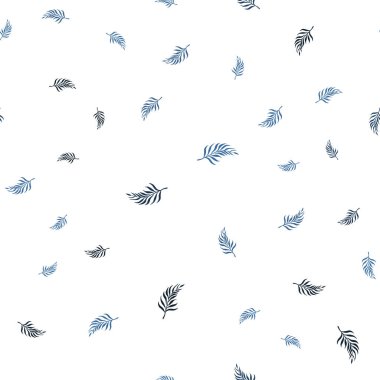 Hafif mavi vektör sorunsuz zarif duvar kağıdı yaprakları ile. Parlayan illüstrasyon karalama stilinde yaprakları ile renkli. Desen tasarım kumaş, duvar kağıtları.