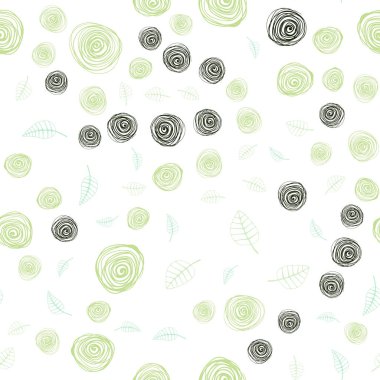 Açık mavi, yeşil vektör sorunsuz doodle arka plan ile yaprak ve çiçekler. Yaprak ve çiçek ile modern soyut resim. Doku pencere panjur, perdeler için.