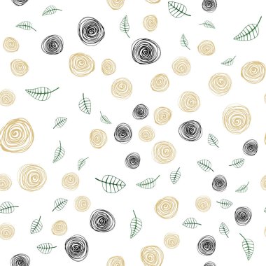 Açık yeşil, kırmızı vektör sorunsuz doodle desenle yaprak ve çiçek. Yaprak ve çiçek ile yeni renkli resimde. Desen için modaya uygun Kumaş, duvar kağıtları.