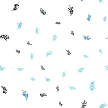 Koyu mavi vektör yaprakları ile sorunsuz zarif şablonu. Yaprakları doodle tarzı ile renkli soyut resimde. Desen için modaya uygun Kumaş, duvar kağıtları.