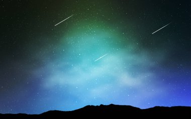 Açık Mavi, galaksi yıldızlı yeşil vektör arkaplan. Büyük Ayı yıldızlı modern soyut illüstrasyon. İş ilanınız için akıllı tasarım.