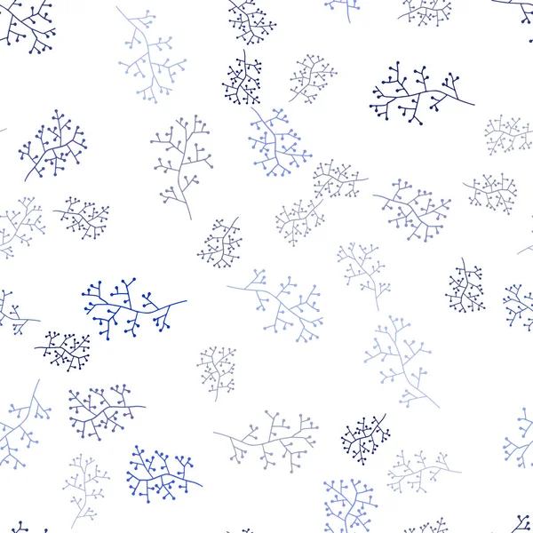 Texture Doodle Sans Couture Vectorielle Bleu Foncé Avec Branches Illustration — Image vectorielle